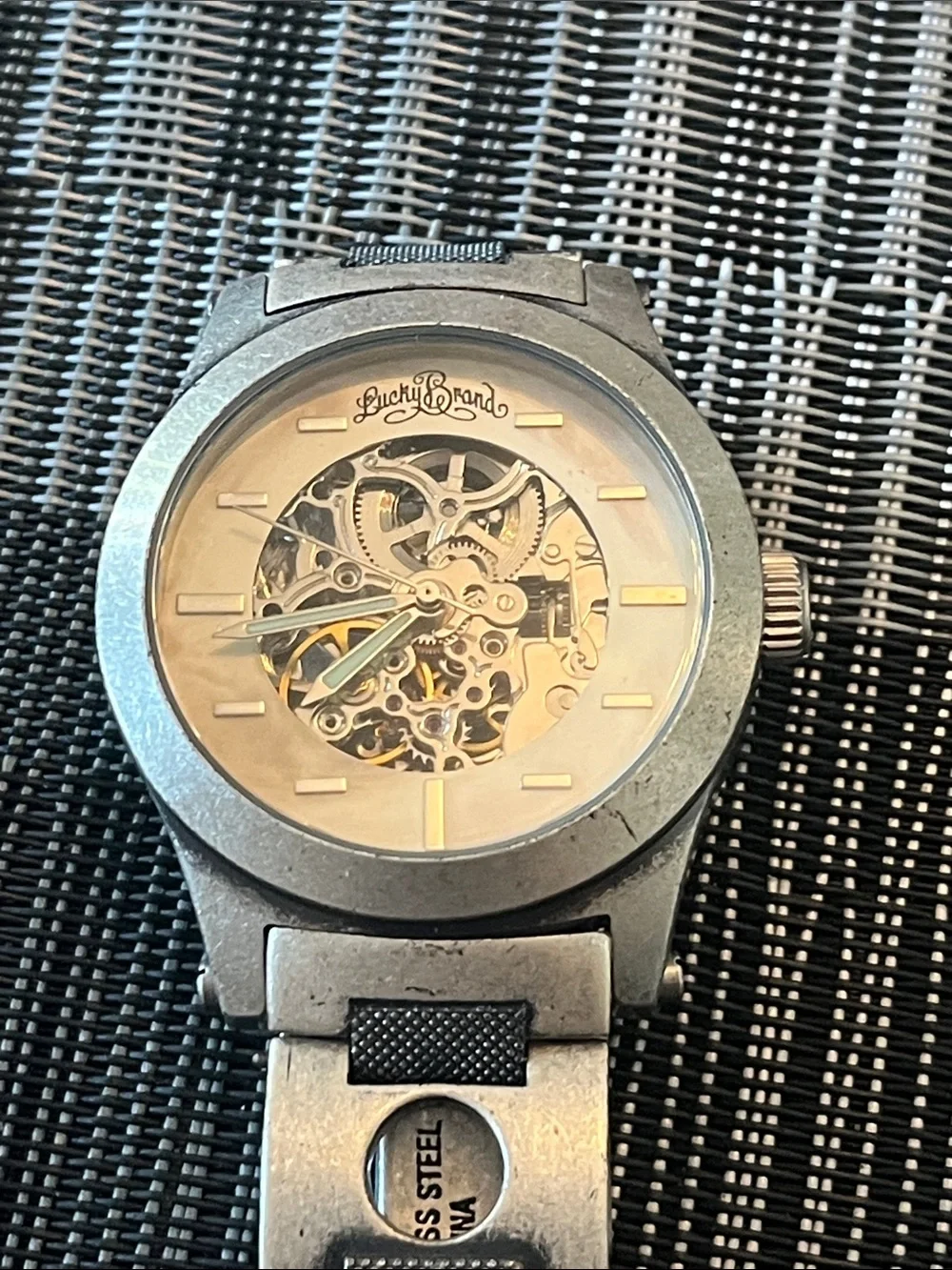 Lucky Brand Men's Skeleton Watch in Silver and Gold Tones